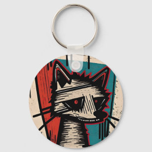 Grunge-Katz-Kunst Schlüsselanhänger