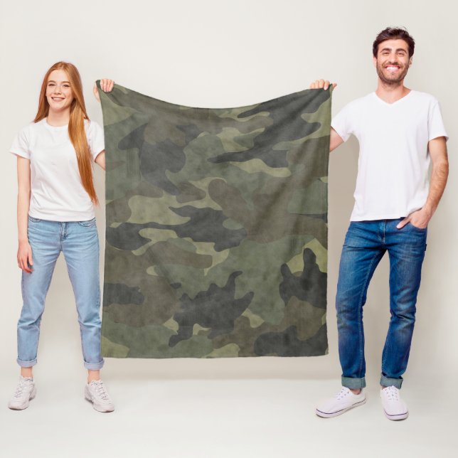 Grunge Khaki Green Camouflage Custom Fleece Blanke (Beispiel)