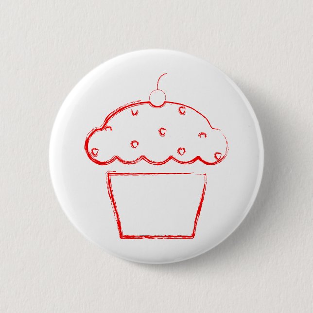 Grunge-Kirsch-Cupcake Button (Vorderseite)