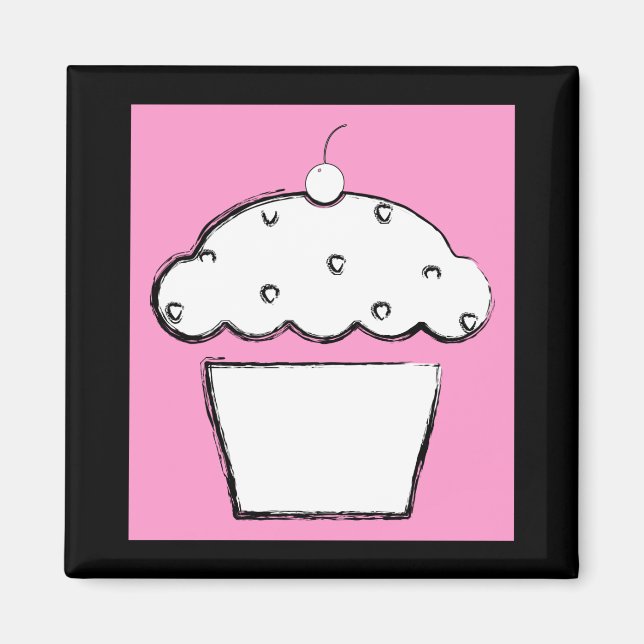 Grunge-Kirsch-Cupcake Magnet (Vorne)