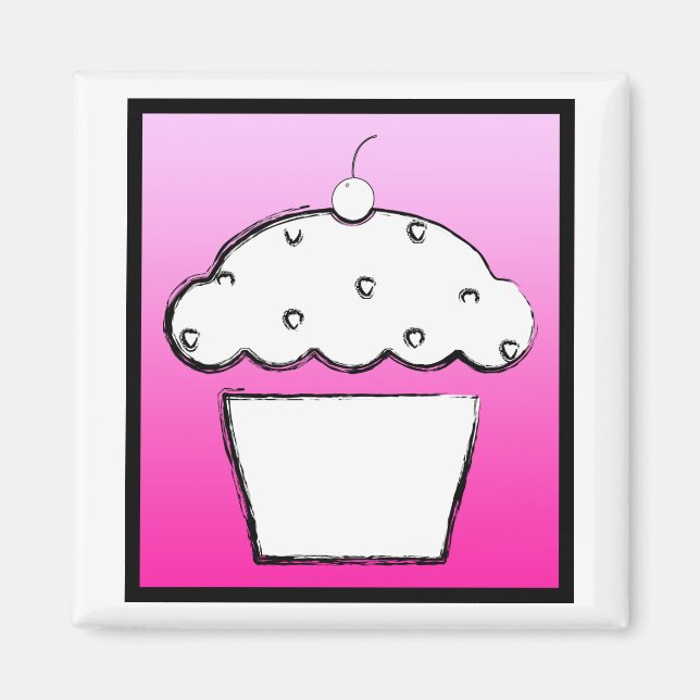 Grunge-Kirsch-Cupcake Magnet (Vorne)