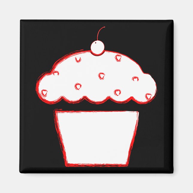 Grunge-Kirsch-Cupcake Magnet (Vorne)