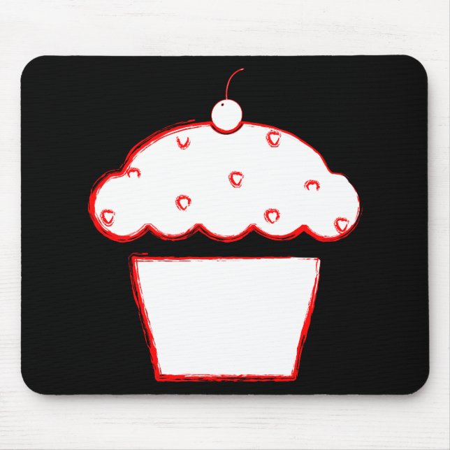 Grunge-Kirsch-Cupcake Mousepad (Vorne)