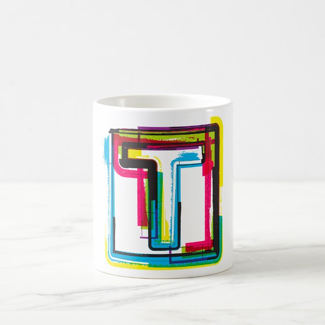 Grunge Letter T Bold bunt Urban Typografy Kaffeetasse (Von Creator hochgeladen)