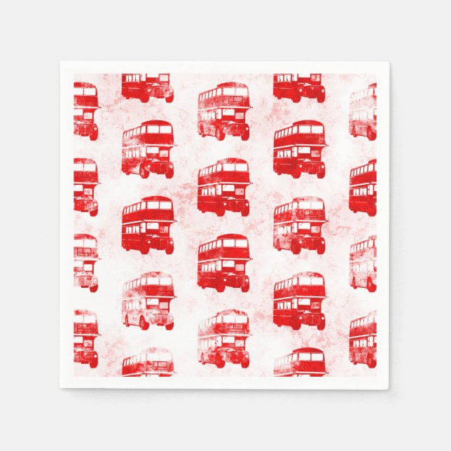 Grunge London Bus Muster Print Serviette (Vorderseite)