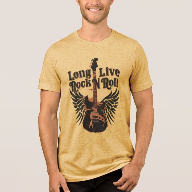 Grunge Long live Rock'n'Roll wings Gitarre Tri-Blend Shirt (Vorderseite)