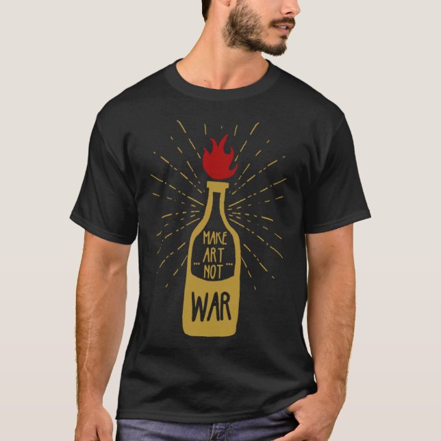 Grunge machen nicht Krieg flammenden Molotov Cockt T-Shirt (Vorderseite)