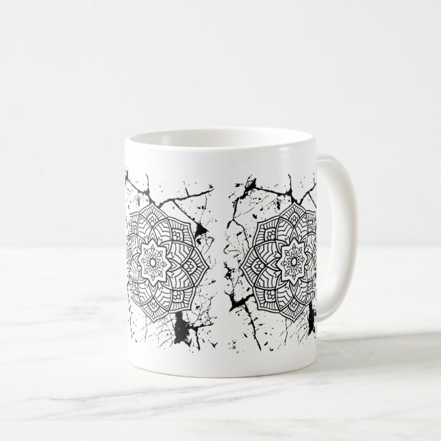 Grunge Mandalases Tasse (VorderseiteRechts)