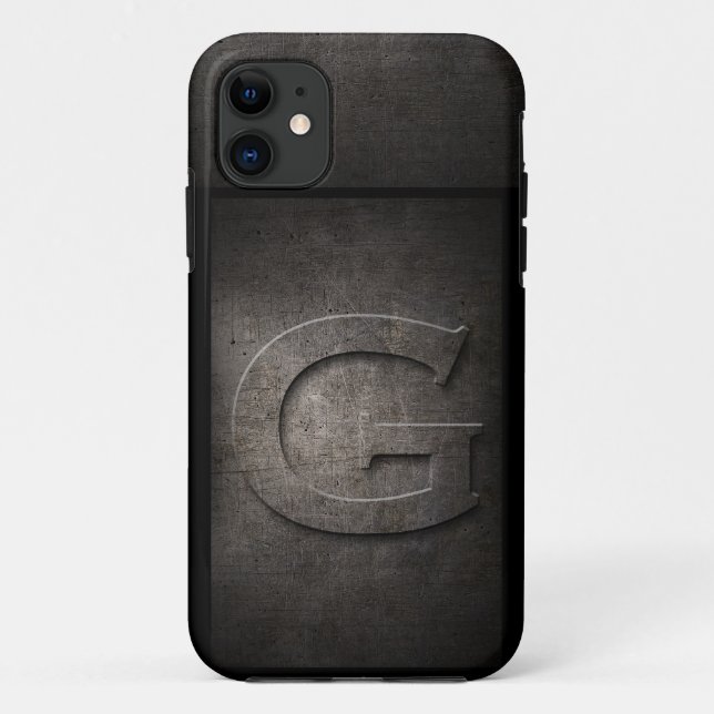 Grunge Metal G Monogram iPhone Case (Rückseite)