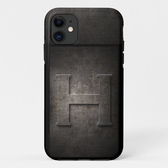Grunge Metal Monogram iPhone Case (Rückseite)