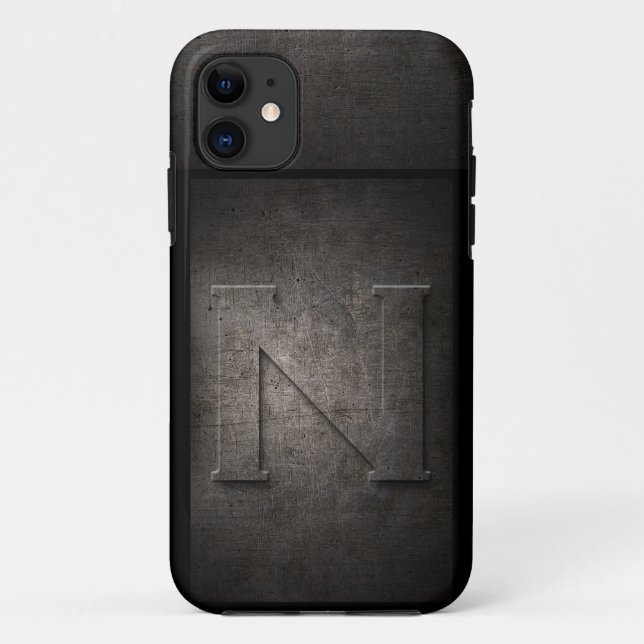 Grunge Metal Monogram iPhone Case (Rückseite)