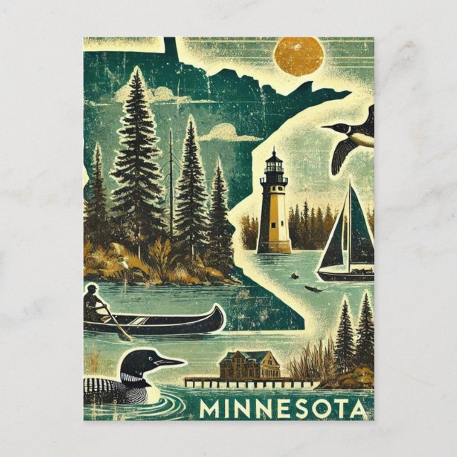Grunge Minnesota Postkarte (Vorderseite)