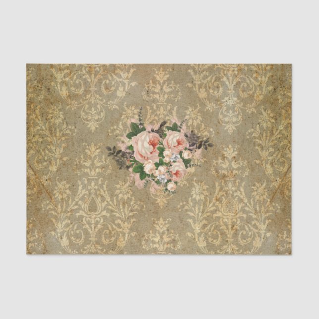 Grunge, mit Blumen, Vintag, Damast, viktorianisch, Seidenpapier (Vorderseite)