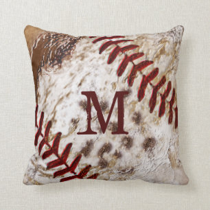 Grunge-Monogramm-Kissen mit schmutzigem Baseball Kissen
