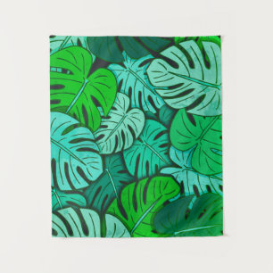 Grunge Monstera Blätter Nr. 2 Klein Wandteppich