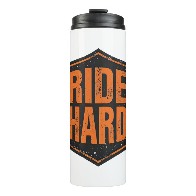 Grunge Motorcycle "Ride Hard" Shield Thermosbecher (Vorderseite)