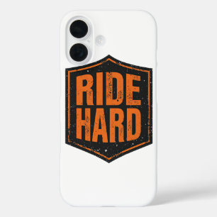 Grunge-Motorrad "Ride Hard" Schild iPhone 16 Hülle