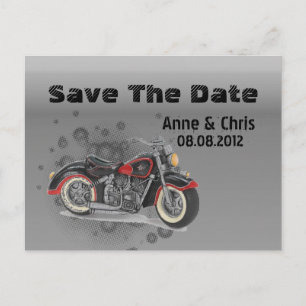 grunge Motoryle Biker Wedding speichern Sie das Da Ankündigungspostkarte