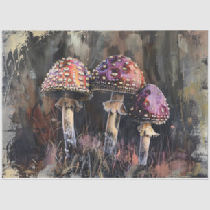 Grunge Mushrooms Illustration Dekoupage Seidenpapier
