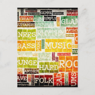 Grunge Music Background Postkarte