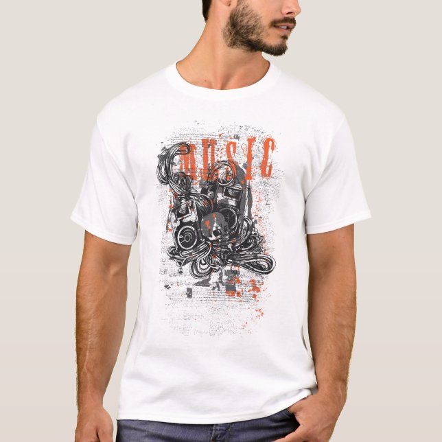 Grunge Music Chaos - Urban Skull Design T-Shirt (Vorderseite)