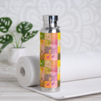 Grunge Musical Notes | Music Threading Art Trinkflasche