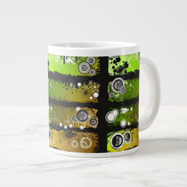Grunge-Musik-Banner Jumbo-Tasse (Vorderseite Rechts)