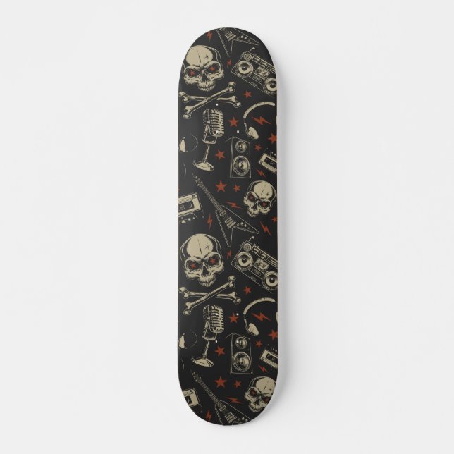 Grunge-Musik-Schädelkreuz Skateboard (Vorne)