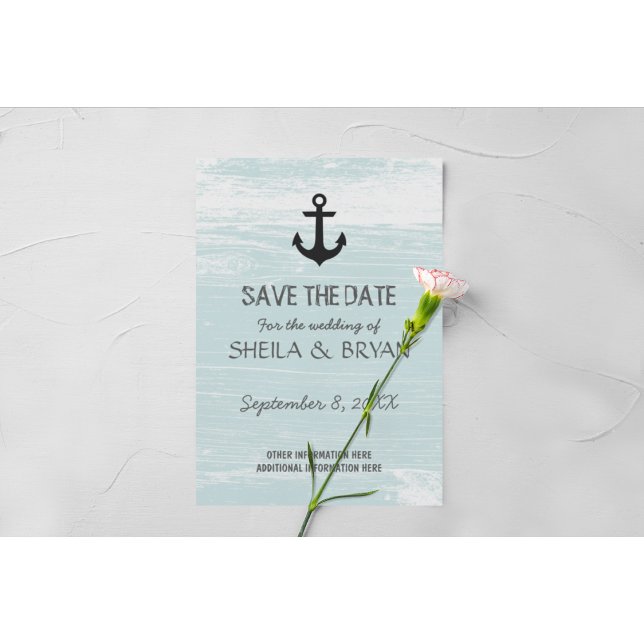 Grunge Nautic Save the Date Postcard Ankündigungspostkarte (Von Creator hochgeladen)
