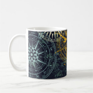 Grunge nautische Rose Wind Kompass vintage vintage Kaffeetasse