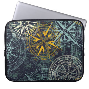 Grunge nautische Rose Wind Kompass vintage vintage Laptopschutzhülle