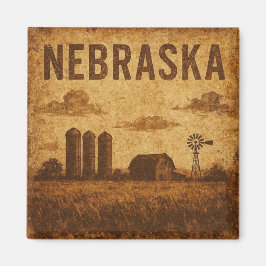 Grunge Nebraska Magnet