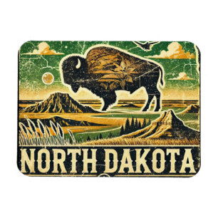 Grunge North Dakota Magnet