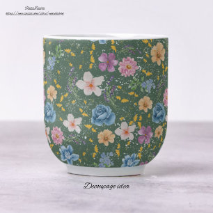 Grunge olivengrün botanische Decoupage Art Seidenpapier