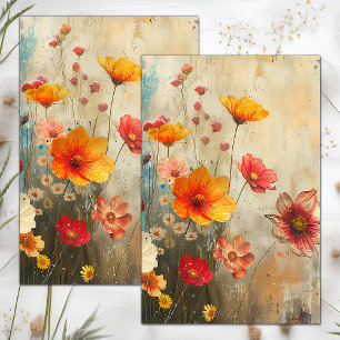 GRUNGE-OPTIK MIT DEKUPAGE AUS BLUMENMOTIVEN SEIDENPAPIER