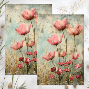 GRUNGE-OPTIK MIT VERBLASSTEN BLUMENMOTIVEN UND DÉC SEIDENPAPIER