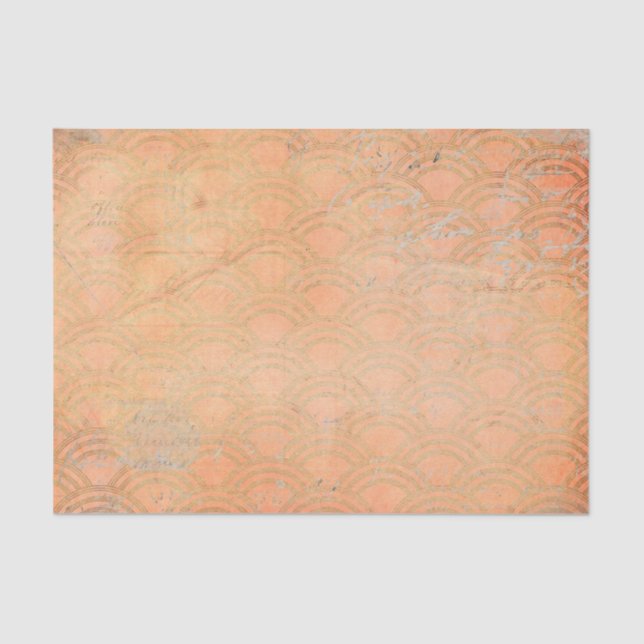 Grunge Orange Retro Art Deco Seidenpapier (Vorderseite)