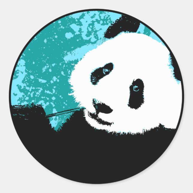 Grunge Panda. Runder Aufkleber (Vorderseite)