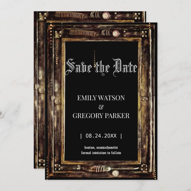 Grunge Patina Vintager Hintergrund Save the Date (Vorne/Hinten)