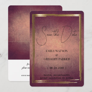 Grunge Patina Vintager Rostbraun metallischer Rett Save The Date