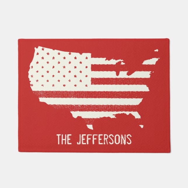 Grunge Patriotic American Flag Fußmatte (Vorderseite)