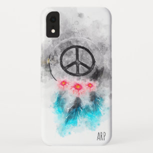 *~* Grunge Peace Sign Feathers Blume Wasserfarbe Case-Mate iPhone Hülle