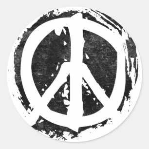 Grunge Peace Symbol Runder Aufkleber