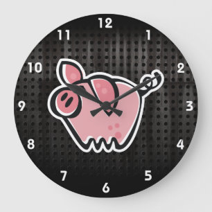 Grunge Pig Große Wanduhr