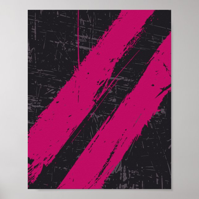 Grunge Pink Brush Stroke Abstract Design Poster (Vorne)