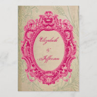 Grunge Pink Vintage Rahmen Hochzeitseinladungen