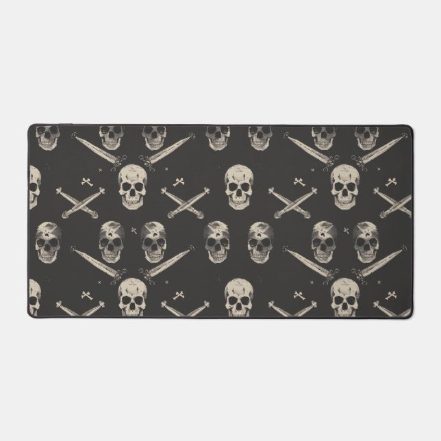 Grunge Pirate Skulls Pattern Schreibtischunterlage (Vorderseite)