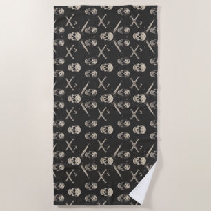 Grunge Pirate Skulls Pattern Strandtuch