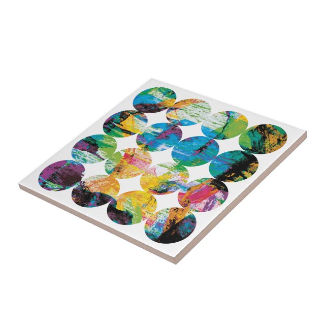 Grunge Polka Dot Colorful Black Circle Abstract Fliese (Seite)