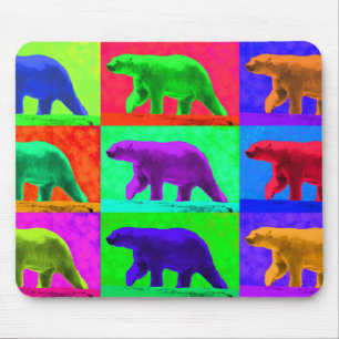 Grunge-Pop-Kunst Popart polarer Bär Multi-Platte Mousepad